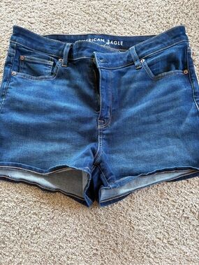 American Eagle Outfitters Dark Blue Denim Rolled-Hem Shorts